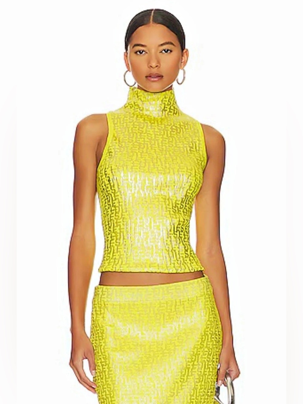 Diesel M-Onervax Top Yellow Sleeveless Crop Top